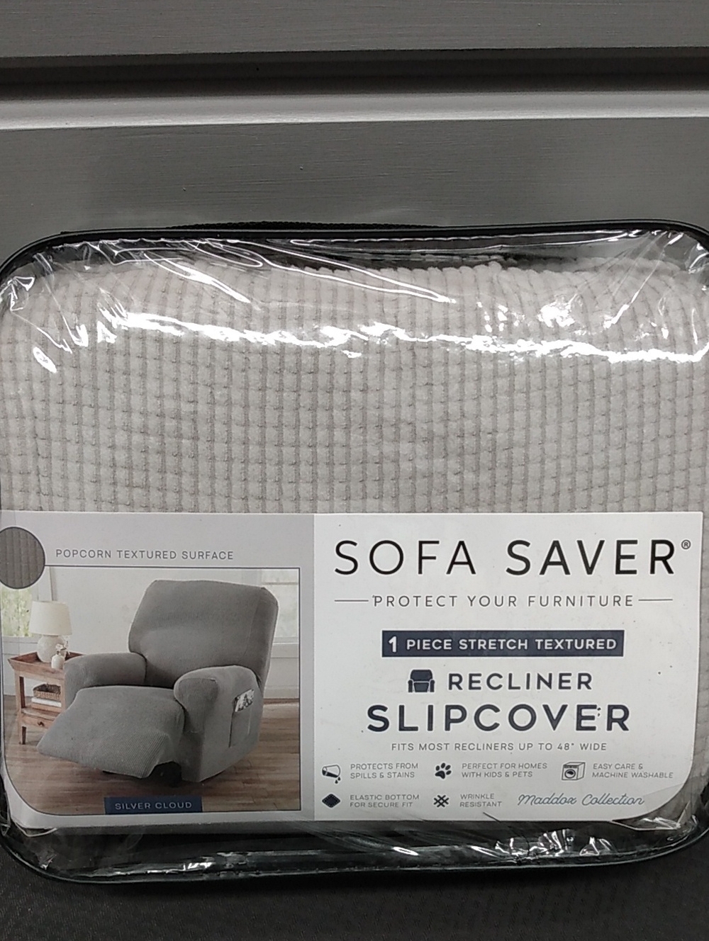 Sofa Saver Recliner Slipcover in Silver Cloud